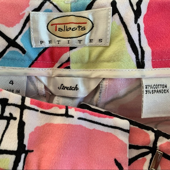 ❤️TALBOTS MULTI-COLOR ABSTRACT PRINT PANTS – CAPRIS - EUC – Sz 4 - Picture 3 of 4